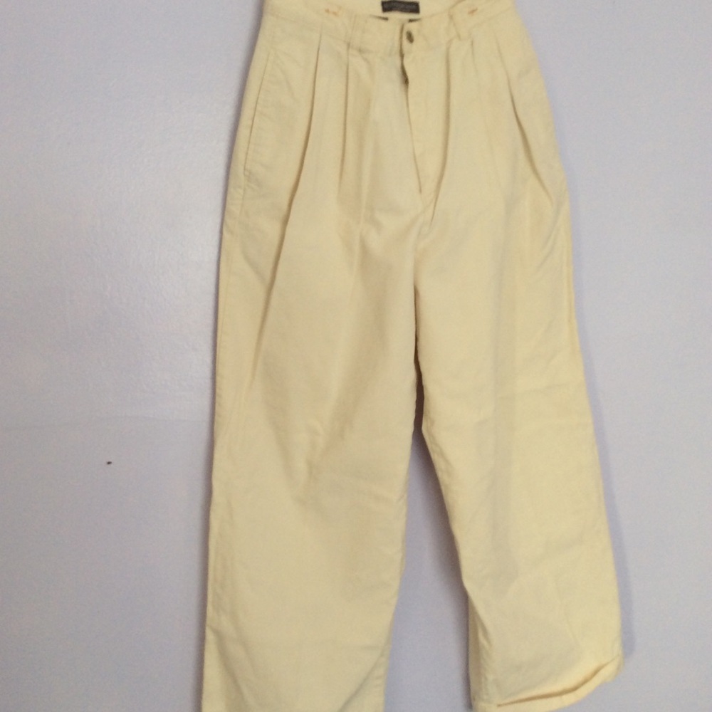 J Peterman Pleated,cuffed cotton trousers